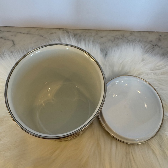 Enamelware Canisters with Lids by Fancipans Brown Paisley Print 70's Vintage EUC - Picture 10 of 11